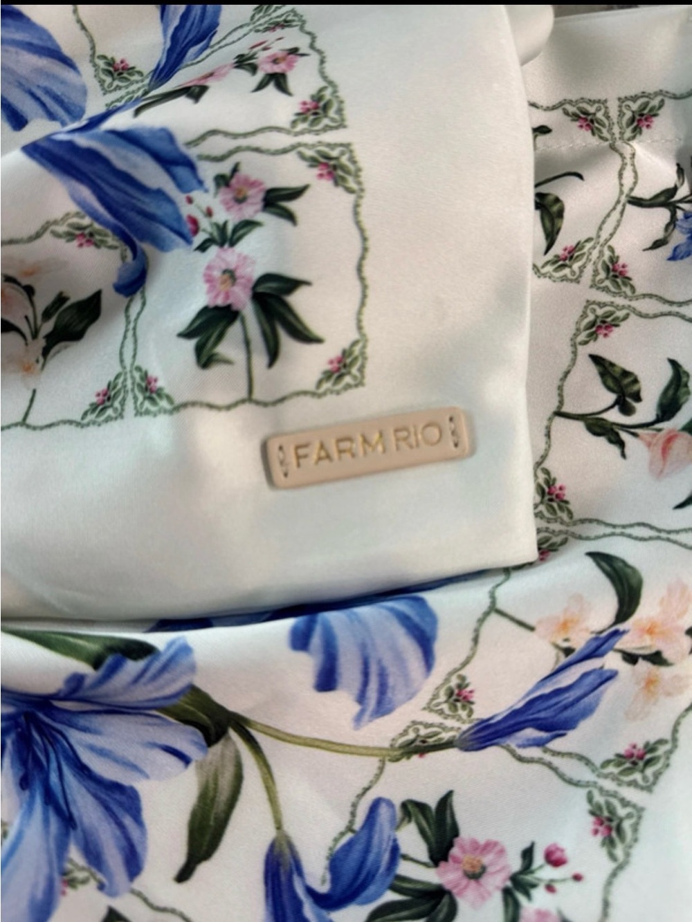 FARM Rio White Floral Satin Scarf Bag